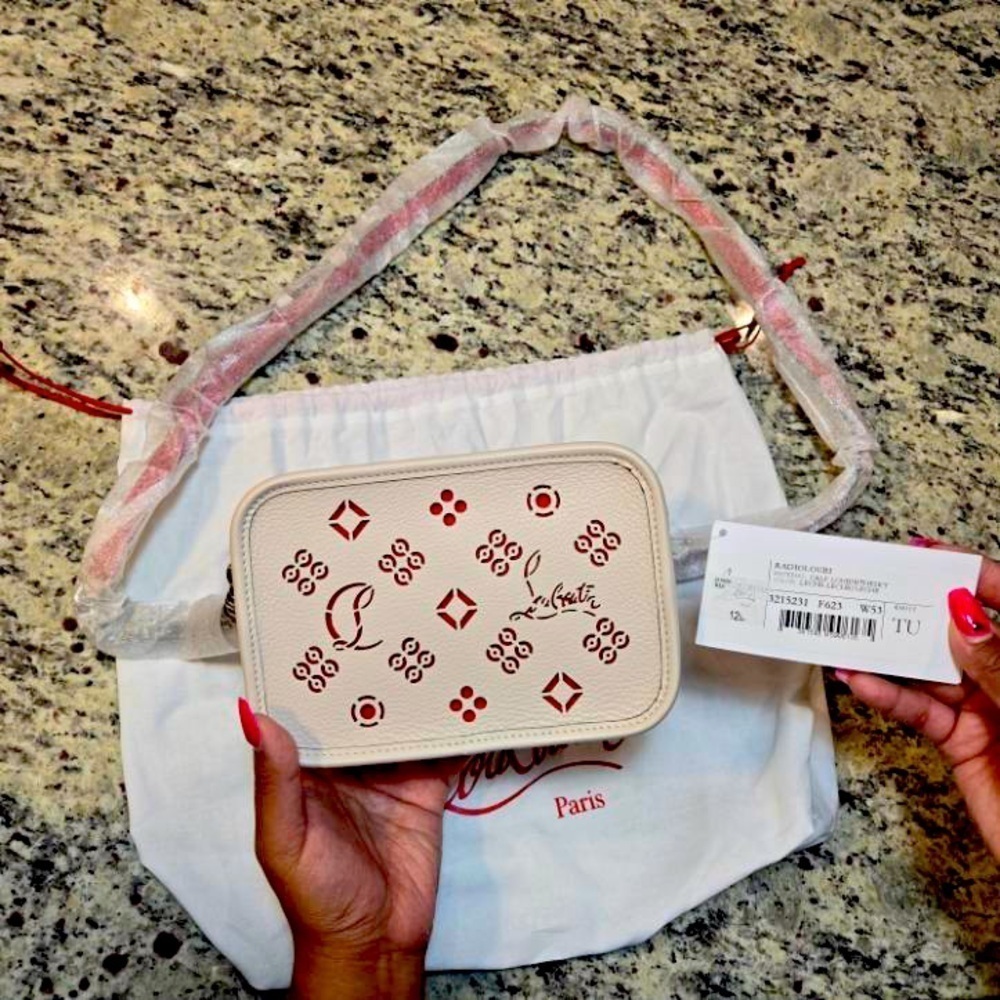 NEW Christian Louboutin Radioloubi Leather Shoulder Bag in Leche Color